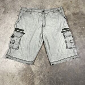 Phat Farm Cargo Shorts 38 Gray Utility Pockets Hip Hop Workwear Streetwear